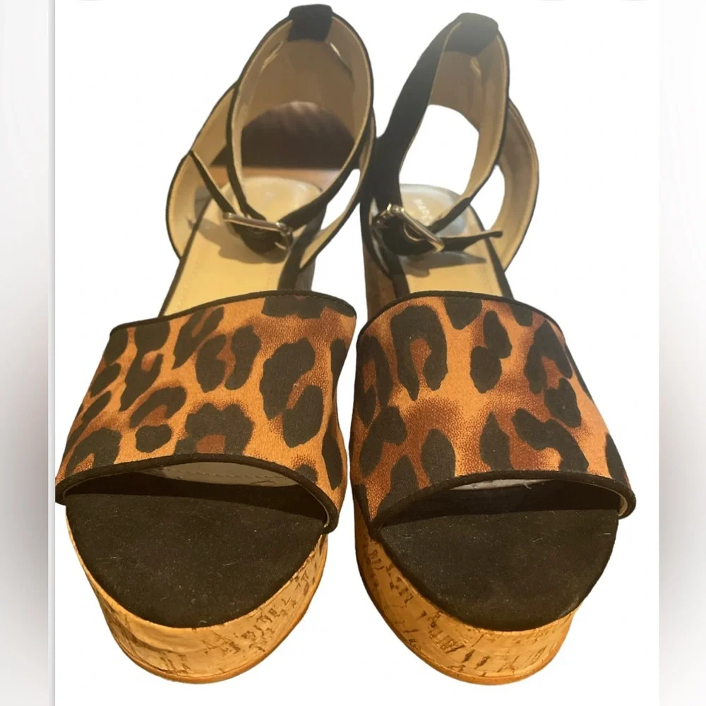 Marc Fisher Leather Wedge Sandal Rillia Leopard